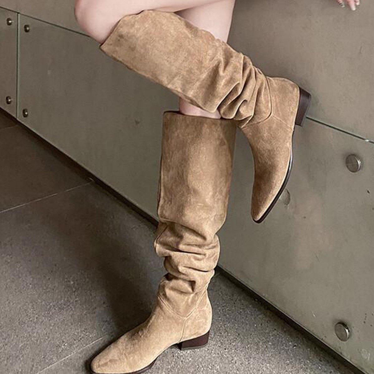 Sock Boot Women - レディースニーハイブーツ 2026年春秋シーズン 厚底ヒール身長アップ ナイトブーツ マイヤール ウエスタンブーツ