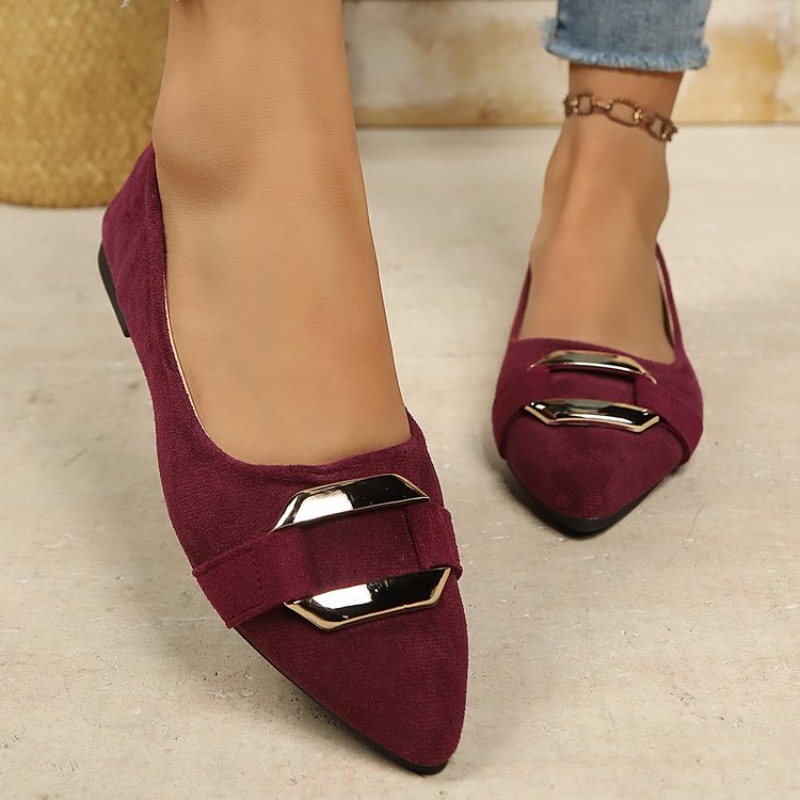 Women'S Shoes Clogs - レディース ポインテッドトゥ スエード フラットシューズ 快適 カジュアル