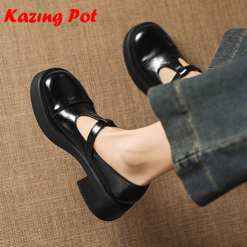 Oxford Lace Up Women - Krazing Pot マイクロファイバー ラウンドトゥ 厚いヒール 春秋