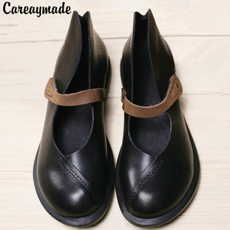 Women'S Shoes Quality - Careaymade-女性の本革のオートバイの靴,ハーフアンクルブーツ,春の靴,サイズ4.5-10