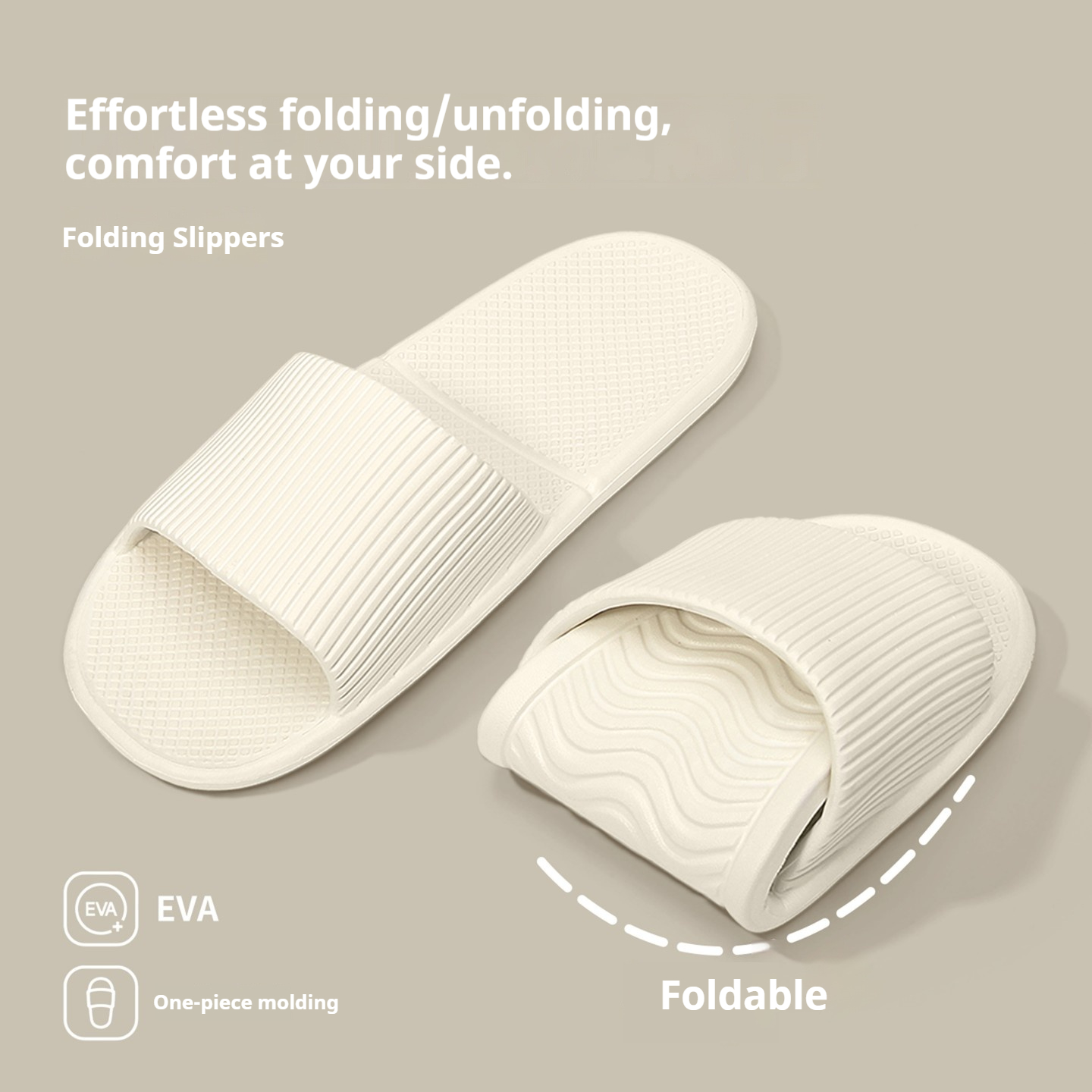 Mule Slip On - ワンピース成型折りたたみ式スライドサンダル レディース ソフトEVA 滑り止め 室内 浴室
