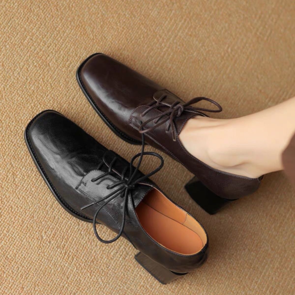 レディース スクエアトゥ レースアップ オックスフォードシュ - Oxford Lace Up Women のレビューと価格