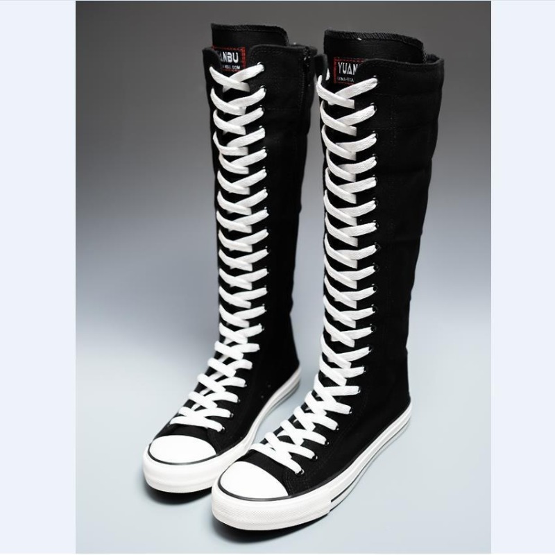 2025 新しいハイカットキャンバスシューズ女性用韓国版ロン - Knee High Boots Women のレビューと価格