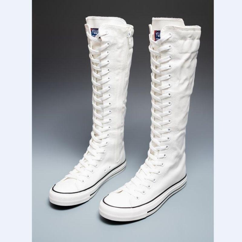 2025 新しいハイカットキャンバスシューズ女性用韓国版ロン - Knee High Boots Women のレビューと価格