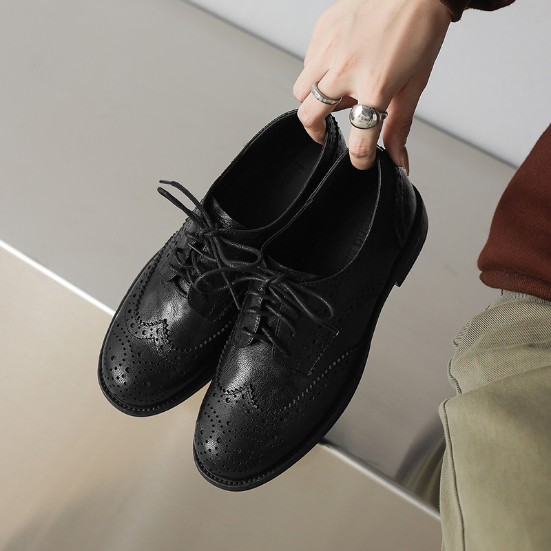 EAGSITY 牛革ブラウンブローグオックスフォードシューズ - Oxford Lace Up Women のレビューと価格