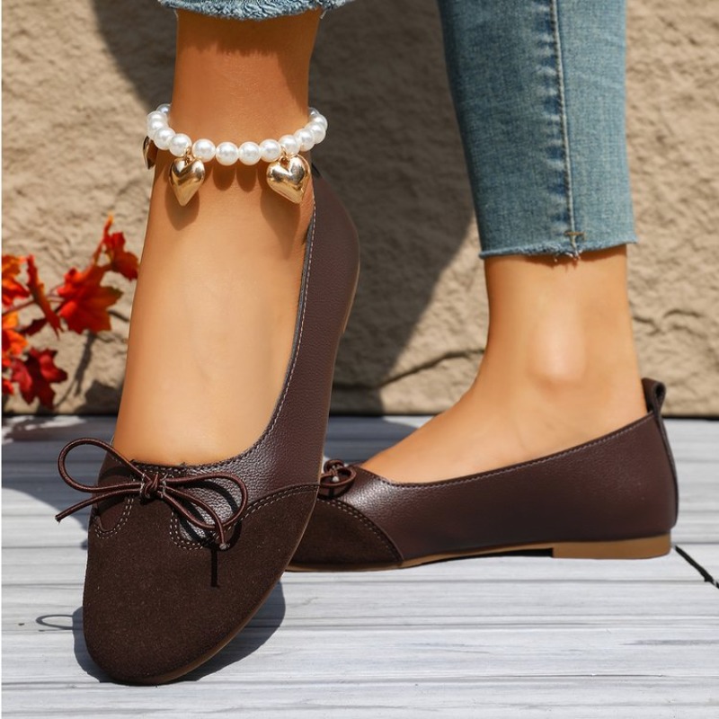 レディーススリッポンフラットシューズ、無地春秋作業靴、蝶結び - Women'S Shoes Clogs のレビューと価格