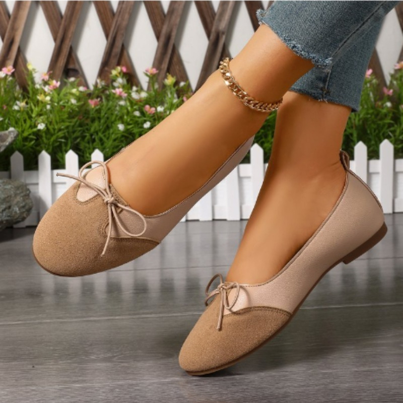 レディーススリッポンフラットシューズ、無地春秋作業靴、蝶結び - Women'S Shoes Clogs のレビューと価格