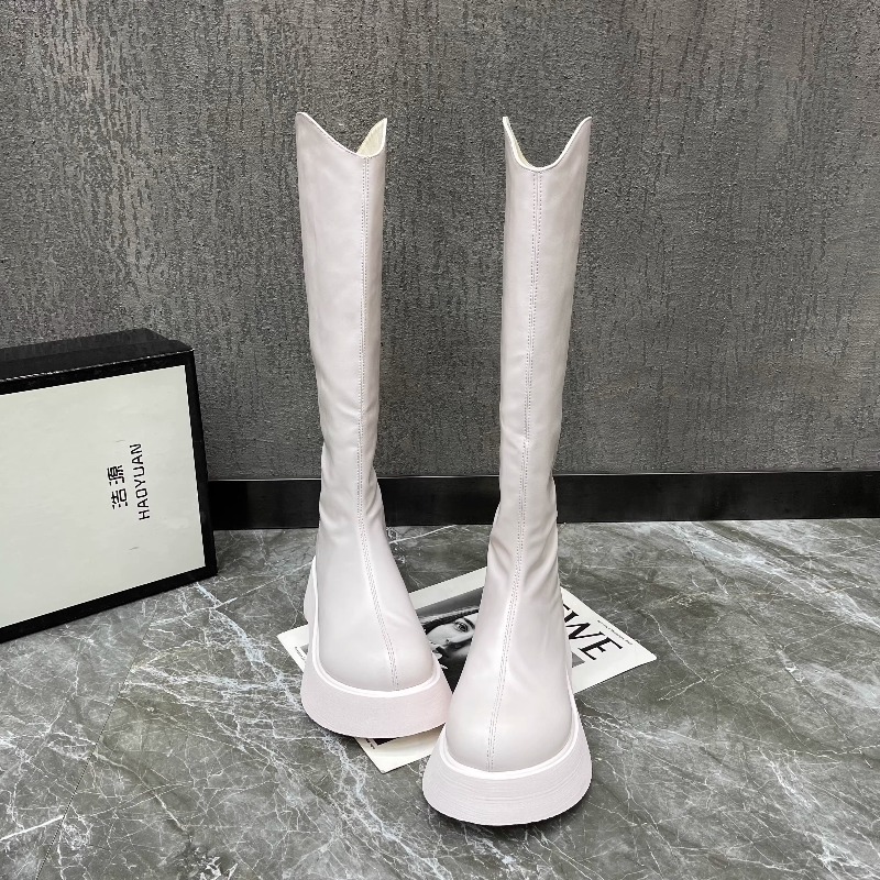 2025年秋冬ファッションジッパーデザインレジャーニーブーツ - Knee High Boots Women のレビューと価格