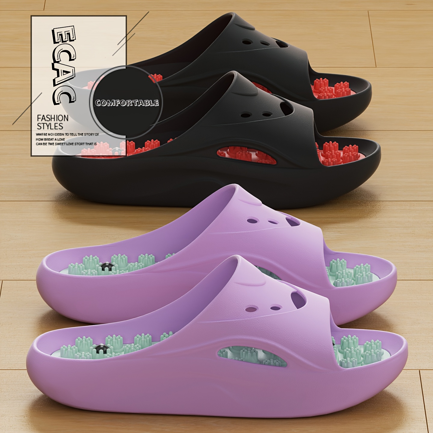 女性男性用EVAマッサージスリッパ厚底バスルームスライド滑り - Mule Slip On のレビューと価格