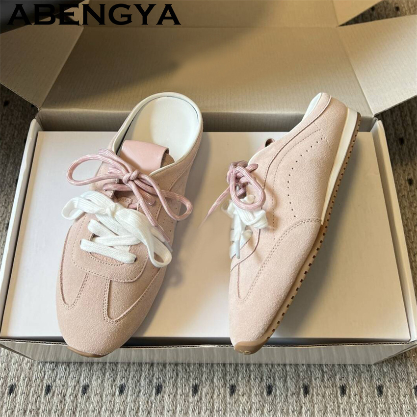 女性のレースアップカジュアルフラットスリッパ夏通気性快適ラン - Oxford Lace Up Women のレビューと価格