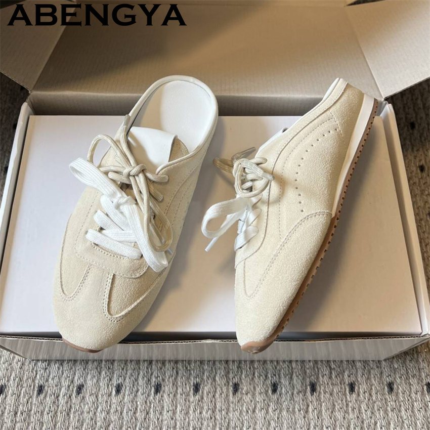 女性のレースアップカジュアルフラットスリッパ夏通気性快適ラン - Oxford Lace Up Women のレビューと価格