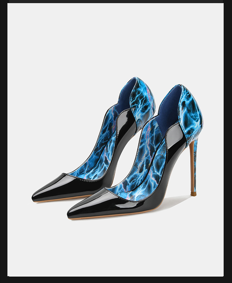 電気ライトニングレオパード柄スティレットパンプス レディース - Court Heel Pointed のレビューと価格