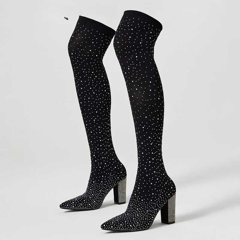 アネイケ クリスタル オーバーニーソックスブーツ ポインテッ - Sock Boot Women のレビューと価格