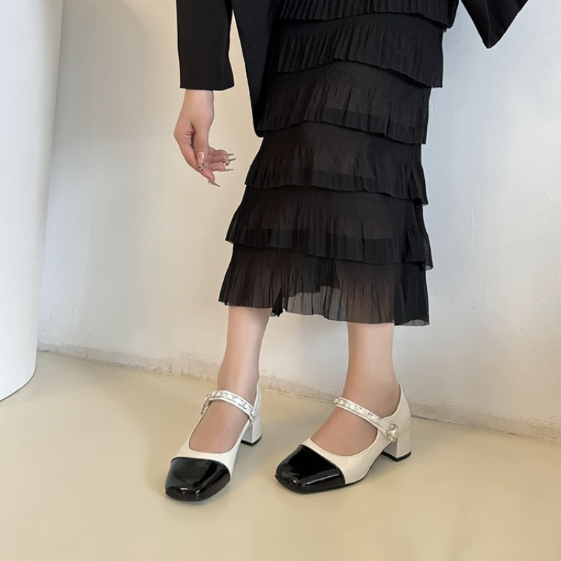 2026年 パールクラスプ 厚底ハイヒール ブラック ホワイ - Women'S Shoes Quality のレビューと価格