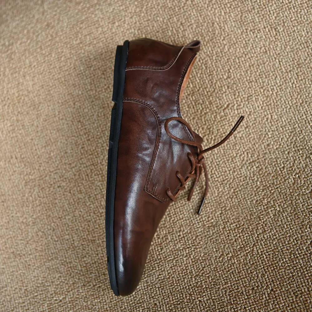 女性の牛革レースアップフラットオックスフォードラウンドトゥレ - Oxford Lace Up Women のレビューと価格
