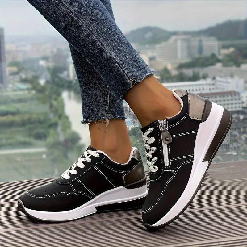 レディース サイドジッパー プラットフォームスニーカー レー - Oxford Lace Up Women のレビューと価格