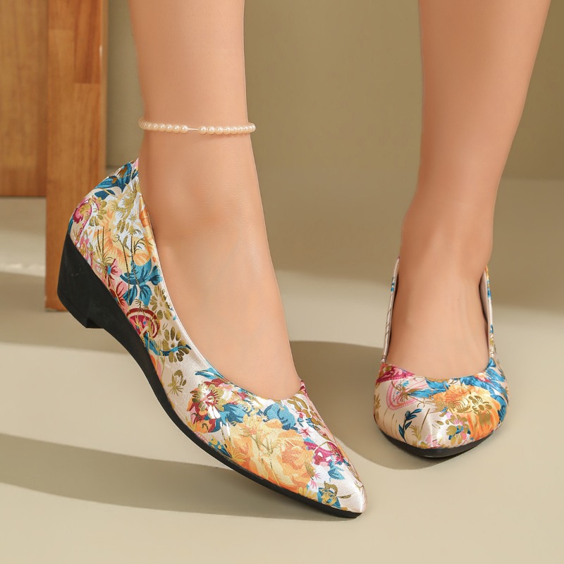 レディース ポインテッドトゥ 花柄プリント ウェッジパンプス - Women Shoes Xxl のレビューと価格