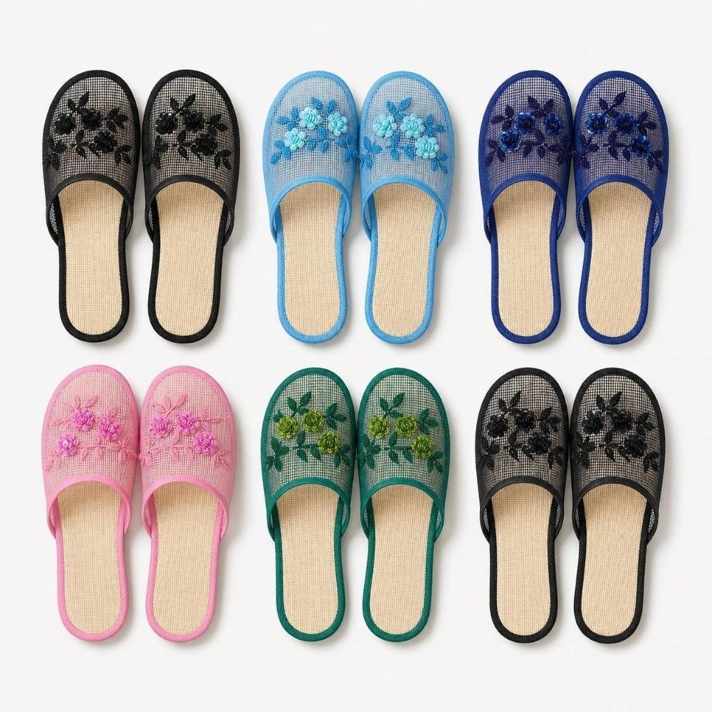 カジュアルな花柄刺繍メッシュサンダル、柔らかな底、通気性のあ - Mule Slip On のレビューと価格