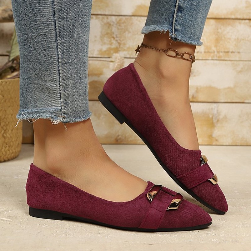 レディース ポインテッドトゥ スエード フラットシューズ 快 - Women'S Shoes Clogs のレビューと価格