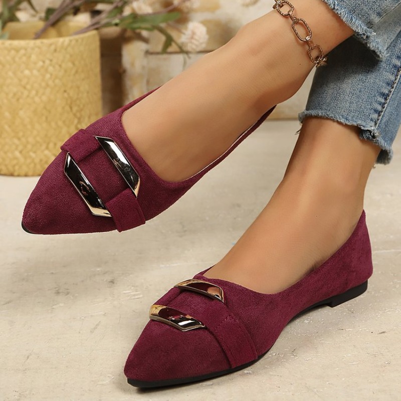 レディース ポインテッドトゥ スエード フラットシューズ 快 - Women'S Shoes Clogs のレビューと価格