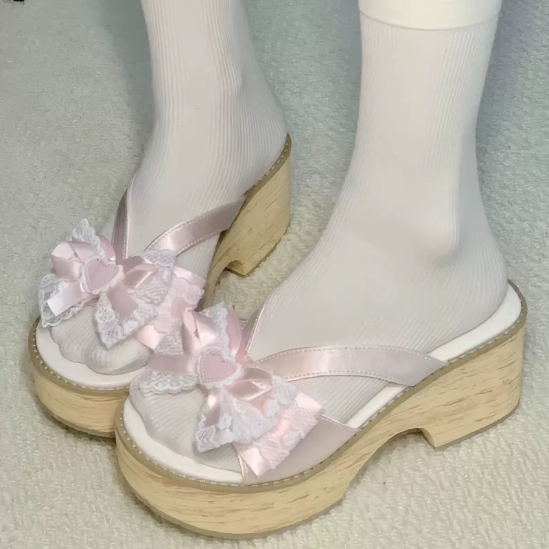 スイートボウ木目調厚底プラットフォームスリッパ女性用夏和風快 - Women'S Shoes Quality のレビューと価格