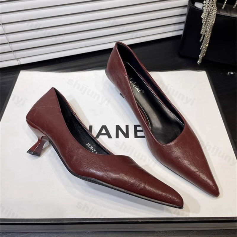 女性のハイヒールパテントレザー尖ったエレガントなフレンチセク - Women'S Shoes Quality のレビューと価格