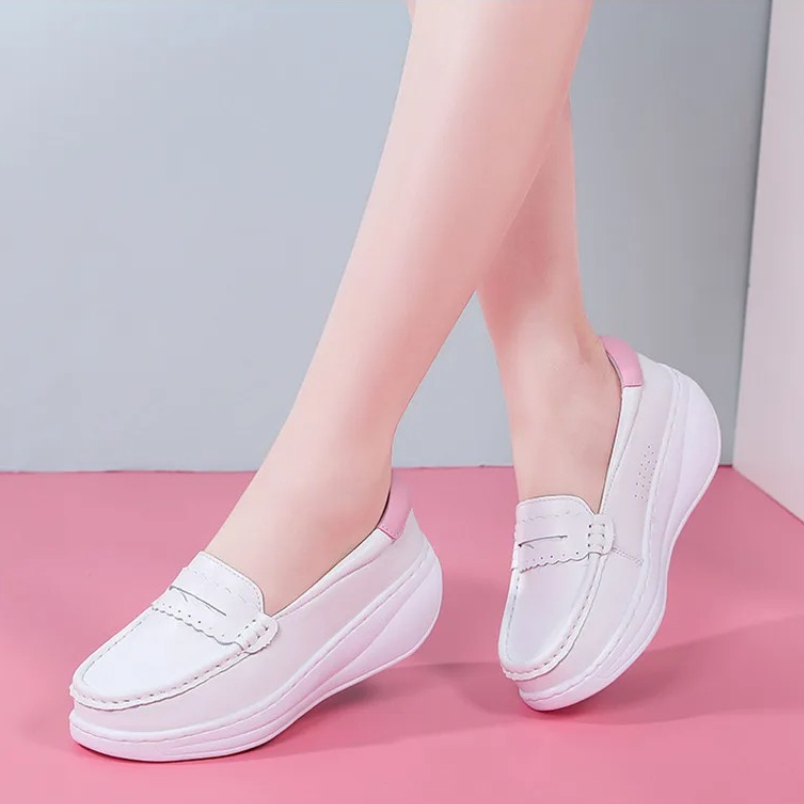 2025年 ホワイトピンク ナーススニーカー スリッポン レ - Women Shoes Tennis のレビューと価格