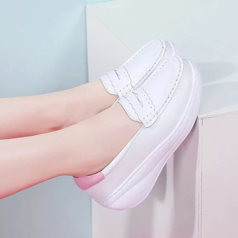 2025年 ホワイトピンク ナーススニーカー スリッポン レ - Women Shoes Tennis のレビューと価格