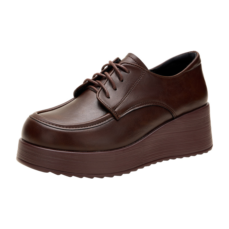 6cmの快適な深めの履き口、柔らかな革製の靴、プラットフォー - Oxford Lace Up Women のレビューと価格
