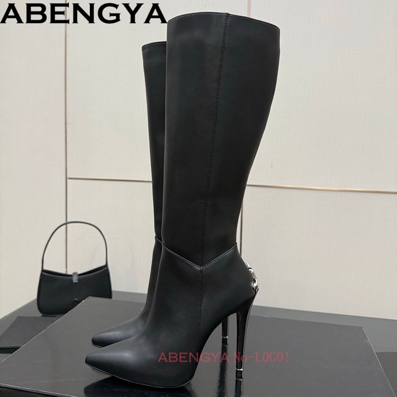 セクシーな黒革ニーハイブーツ女性のための奇妙なヒールパーティ - Knee High Boots Women のレビューと価格