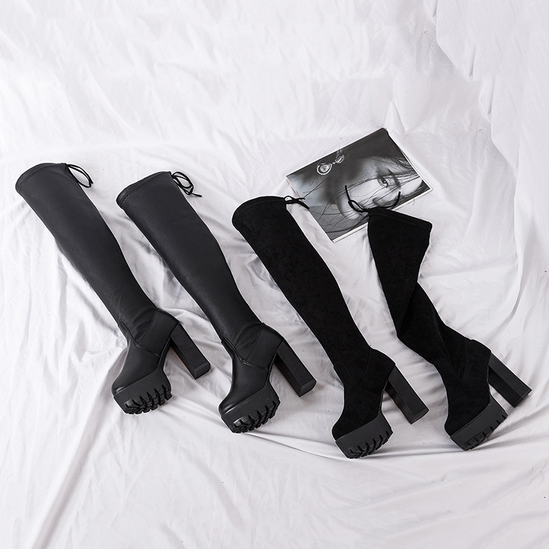 2025年秋の女性用ロングブーツ、ベルベットハイヒールとロン - Sock Boot Women のレビューと価格