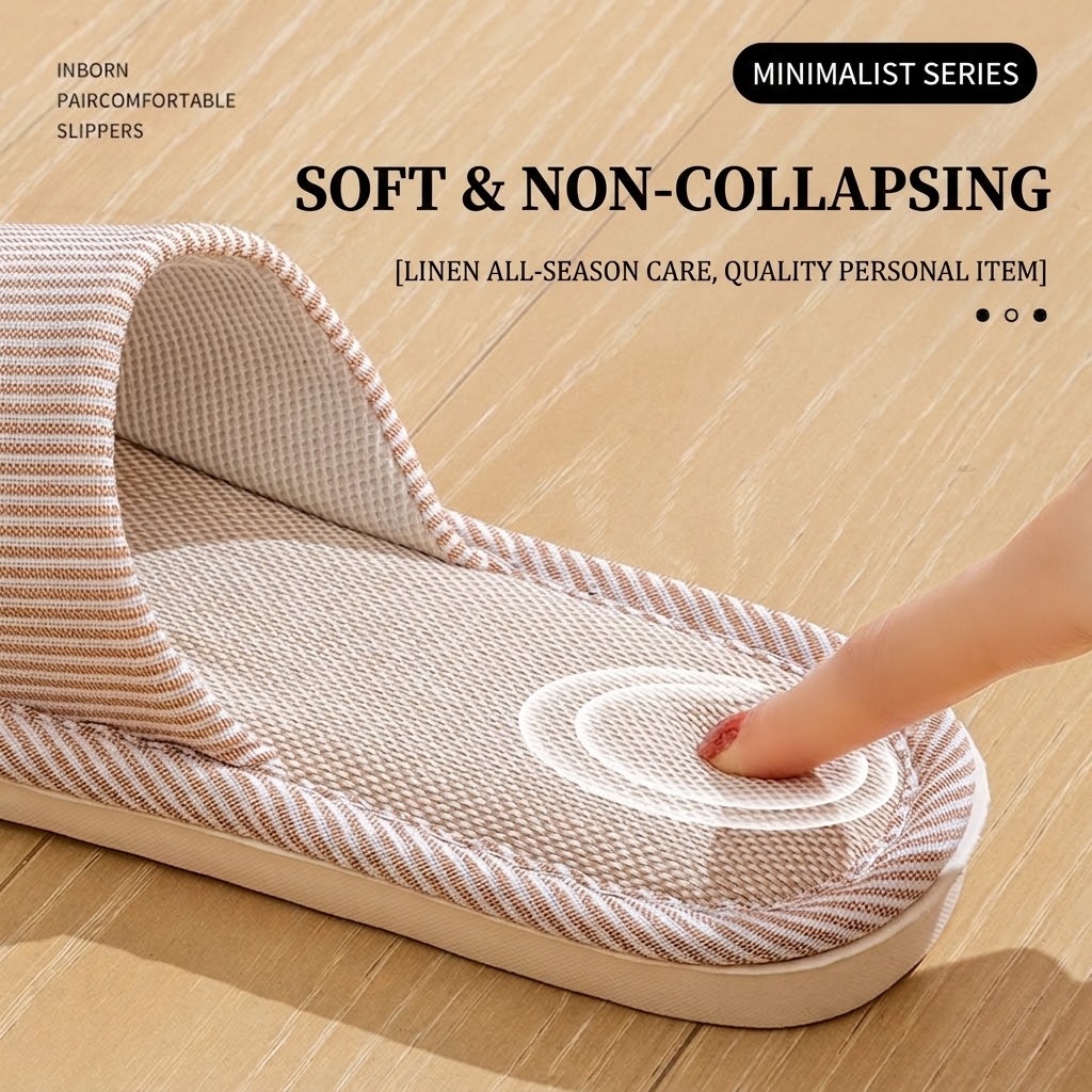 通気性のあるリネン製スリッパ 男女兼用 ストライプ柄 オープ - Mule Slip On のレビューと価格
